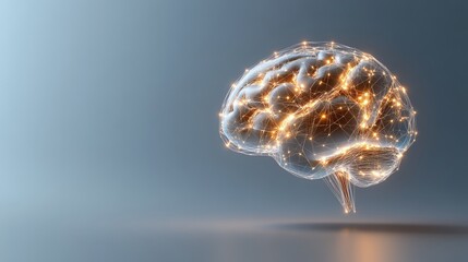 Digital Mindscape Futuristic Golden Neural Network on Calming Blues for Memory Day and Spring Renewal - Enhancing Mental Health and Tech Innovations in Professional Environments