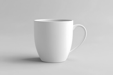 Obraz premium plain white mug mockup on a white table with a blurred window and plant background perfect for showcasing designs logos and branding in a cozy setting