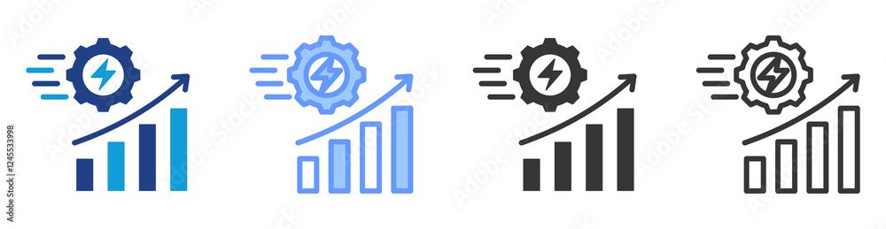 Poster Growth hacking icon set multiple style collection