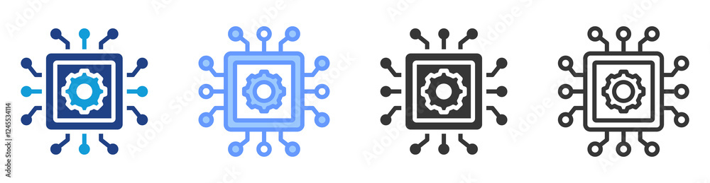 Aufkleber Digital transformation icon set multiple style collection