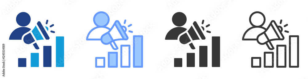 Poster Sales optimization icon set multiple style collection