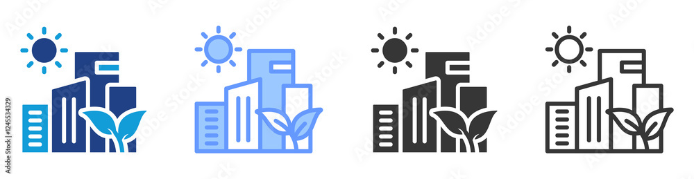 Poster Ecosystem building icon set multiple style collection