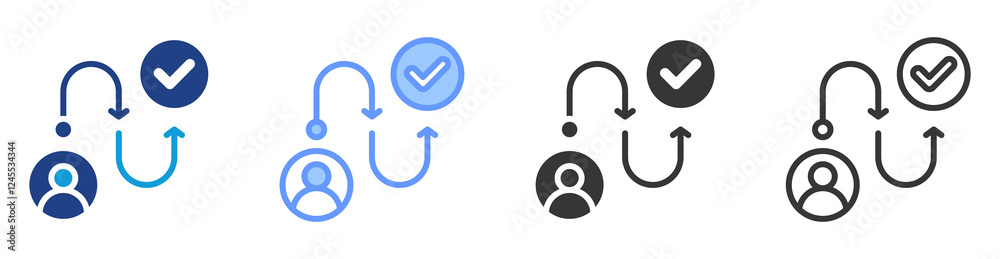 Poster customer journey icon set multiple style collection