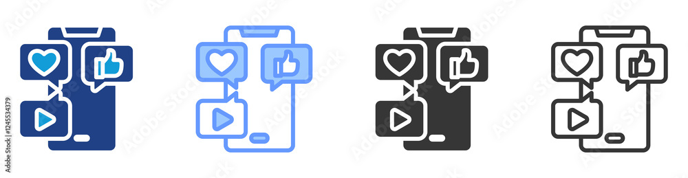 Poster social media icon set multiple style collection