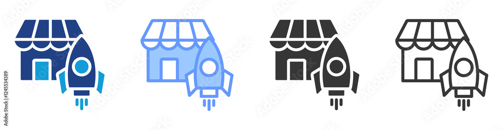 Poster Go to market icon set multiple style collection