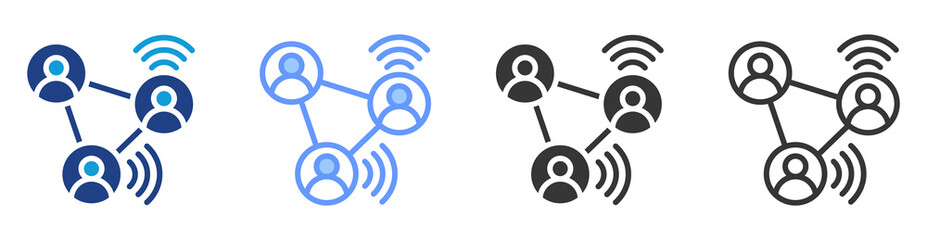 Network effect icon set multiple style collection