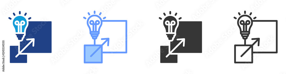 Poster Scalability strategy icon set multiple style collection
