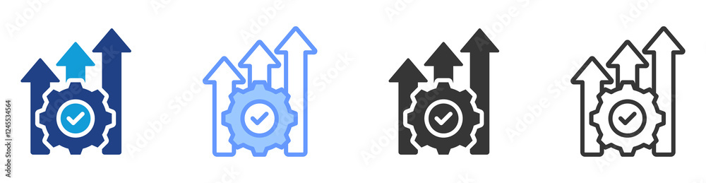 Poster Process improvement icon set multiple style collection