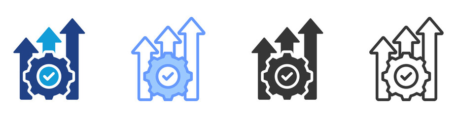 Process improvement icon set multiple style collection