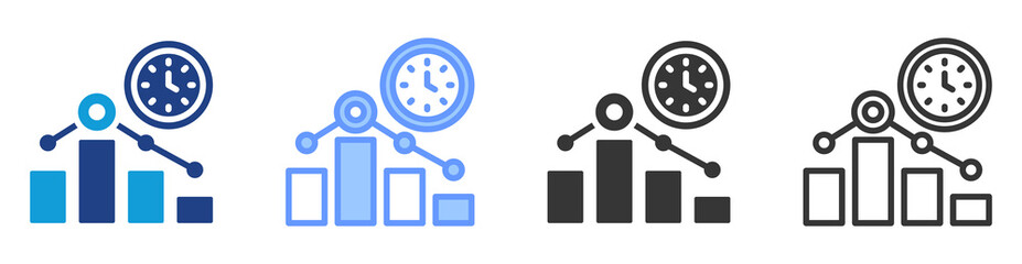 Time to market icon set multiple style collection