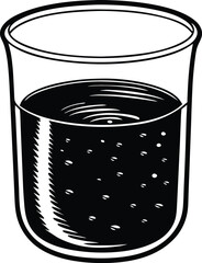 transparent flask with violet liquid vector art illustration