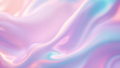 Fototapeta premium Abstract holographic background with iridescent pastel swirls and soft metallic sheen, digital dreamy style