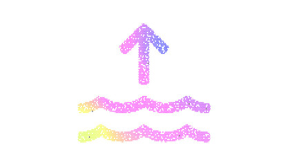 Icon water rise is made up of LED square shapes. There are bright diodes and there are black dead diodes