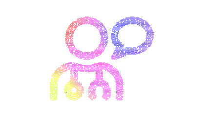 Icon user md chat is made up of LED square shapes. There are bright diodes and there are black dead diodes