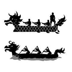 Dragon Boat Racing Silhouette Vector © John