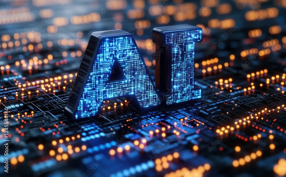 Aufkleber futuristic representation of artificial intelligence letters in a digital circuitry background with 