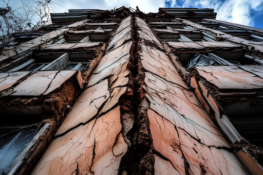 A view of an abandoned building in the heart of Kiev, Ukraine, reflecting urban decay and the passage of time in a once-bustling area