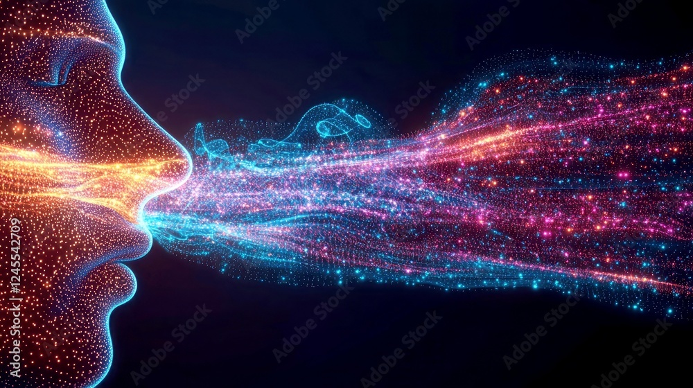 Wall mural abstract digital particle flow: breathtaking energy and connection in futuristic design