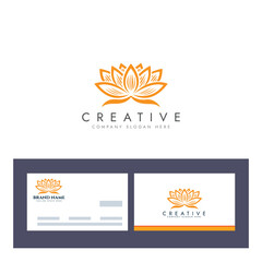 Abstract lotus logo vector design, Stylized lotus flower icon with business card