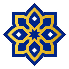 Intricate blue Islamic tile pattern close-up design