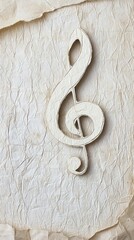 Treble clef on aged paper; music concept; vintage texture background; design element