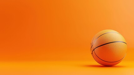Fototapeta premium Bright orange basketball on simple background.