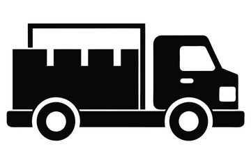 silhouette vector
illustration of A Truck Loading icon on white background