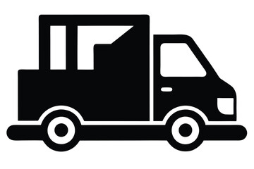 Naklejka premium silhouette vector illustration of A Unloading Truck icon on white background
