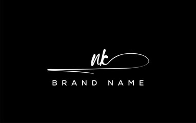 NK letter beauty handwriting vector logo.