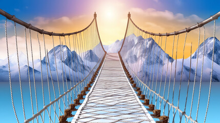 Obraz premium Mountaintop Rope Bridge Network