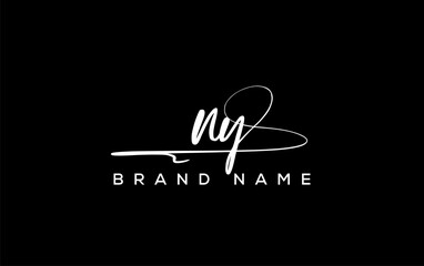 NY letter beauty handwriting vector logo.