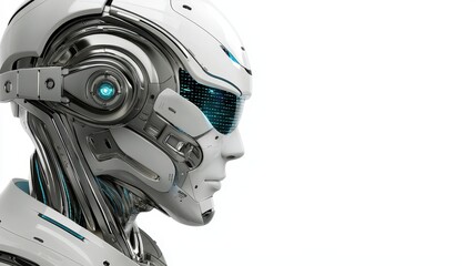 Fototapeta premium Futuristic bluelit robot, a glimpse into advanced robotics and artificial intelligence