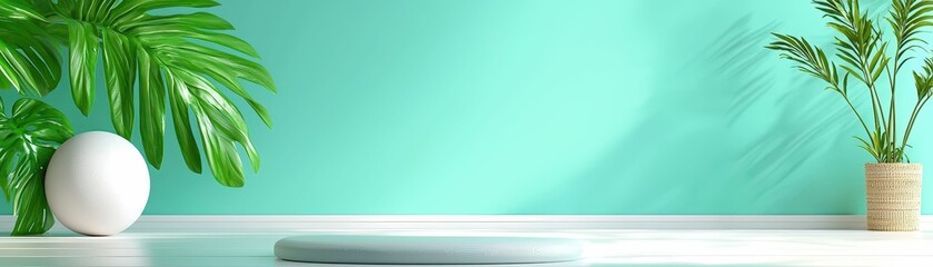 Fototapeta premium Modern indoor space with lush green plants.