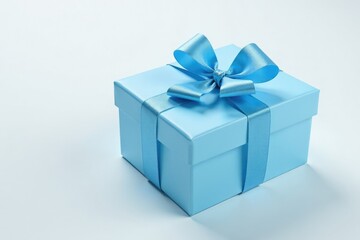 Obraz premium Gift box adorned with icy blue ribbon on white background, ice,