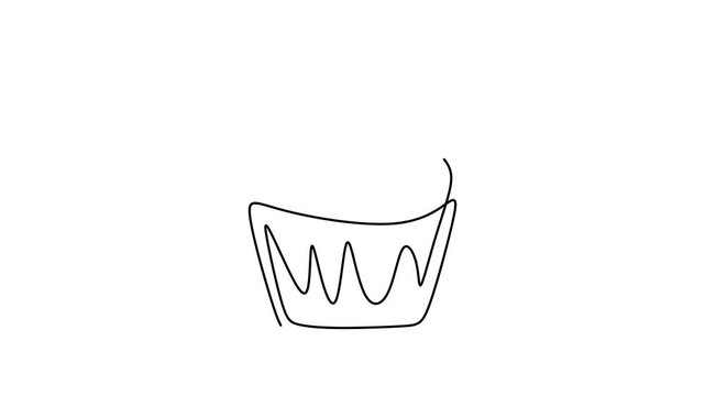 One single line drawing animation of sweet muffin cake. Delicious cupcake shop menu and restaurant badge concept. Sweet pastry online shop vector animation. Modern hand draw design cookies. Animation