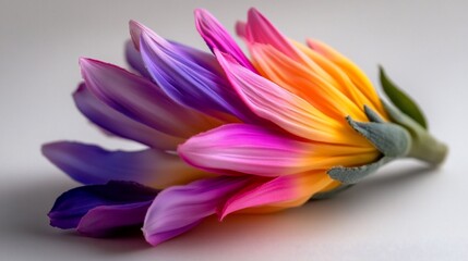 Naklejka premium Vibrant Rainbow Flower Close-Up: A Symphony of Colors