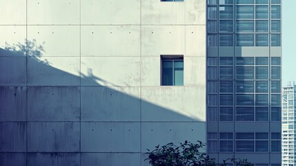 Fototapeta premium Empty building Concrete architecture the wall City background