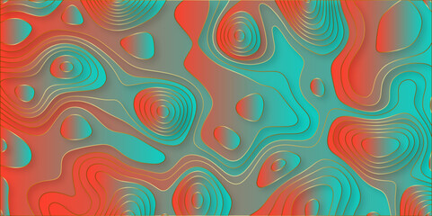 paper cut 3d render topography abstract ,colorful Background. geometric map relief texture with curved layers and shadow. Realistic papercut decoration textured with wavy vector design.