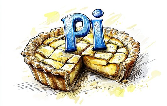 Creative representation of pie and mathematical pi with a playful twist