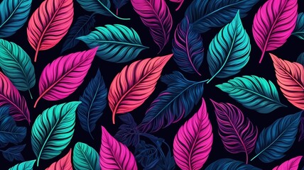 Fototapeta premium Luxury seamless leaves background. Romantic pattern template for wall decor
