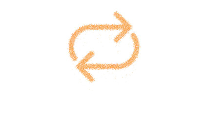 Fototapeta premium Icon repeat is made of yellow grains of sand. Some grains of sand fall down. Transparent background. Black