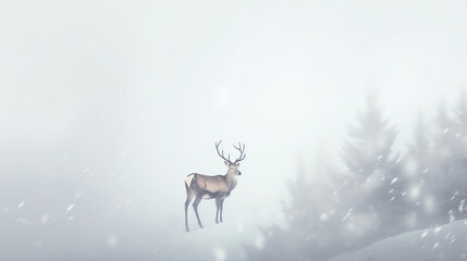 White Stag in Winter Wonderland