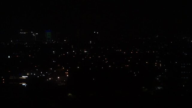 night from the window, city lights, car lights