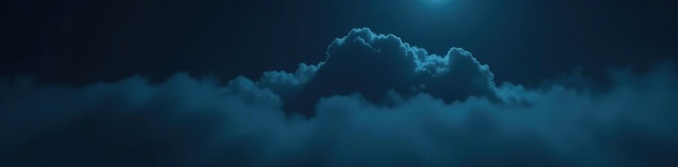 Fototapeta premium Thick fog rolls in with a mysterious dark cloud on a black background, shadows, night, thick