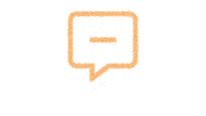 Icon comment minus is made of yellow grains of sand. Some grains of sand fall down. Transparent background. Black