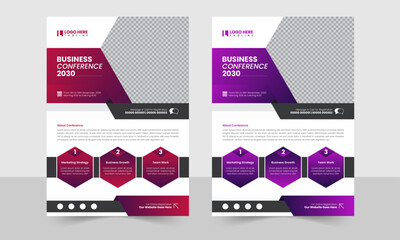 Colorful Corporate business flyer design template set, flyer in A4 for business proposal, promotion, advertise, publication, cover page, corporate trendy style poster design