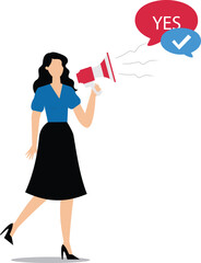 Woman agitates to make choice yes