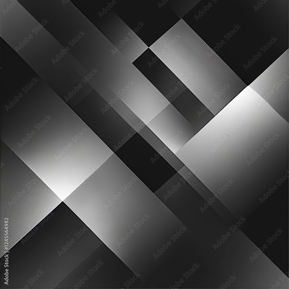 Wall mural black and white abstract background with diagonal pattern and silver luxury gradient design