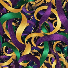 Colorful ribbons and sparkles create a festive and lively atmosphere for celebrations