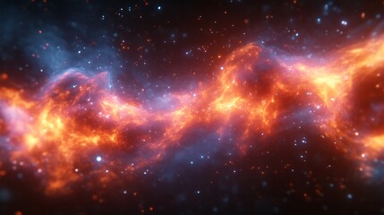 Fototapeta premium Fiery Nebula Cosmic Clouds Swirling Through Space